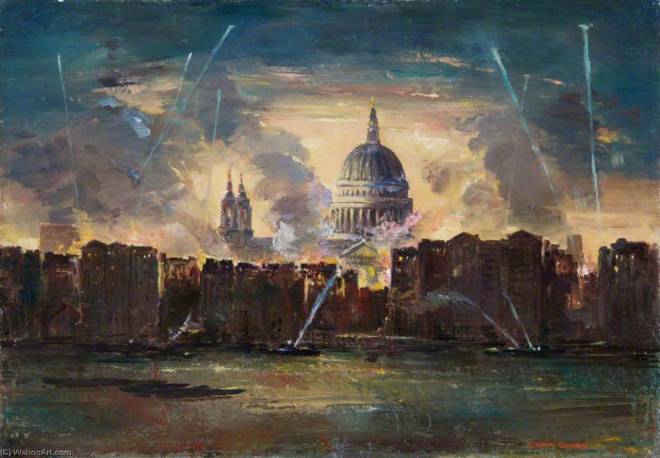 Charles Ernest Cundall (1890 - 1971) - St Paul's Cathedral during the Blitz (1941)